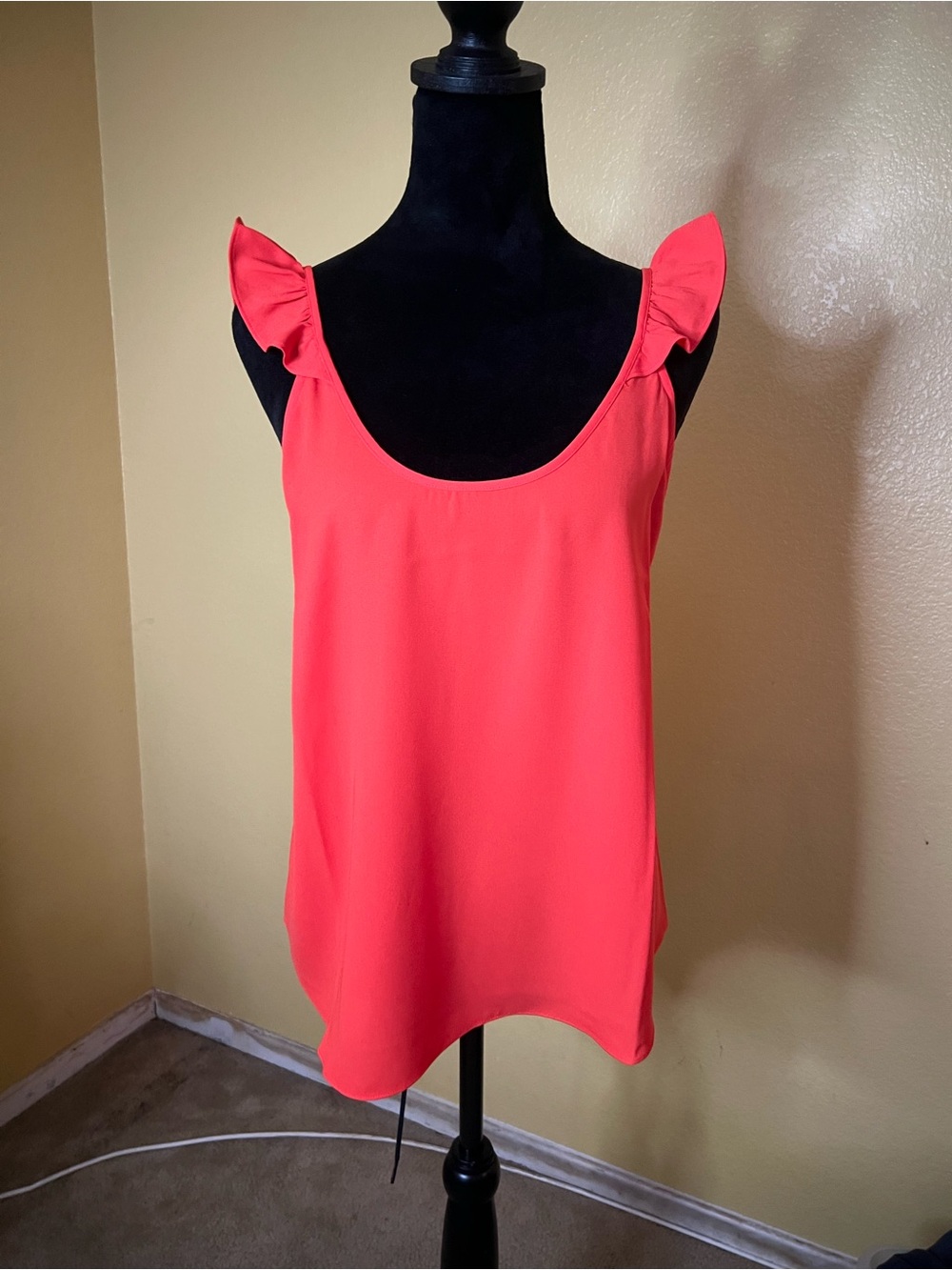 Women’s Orange Ruffle Strap Tank Top
